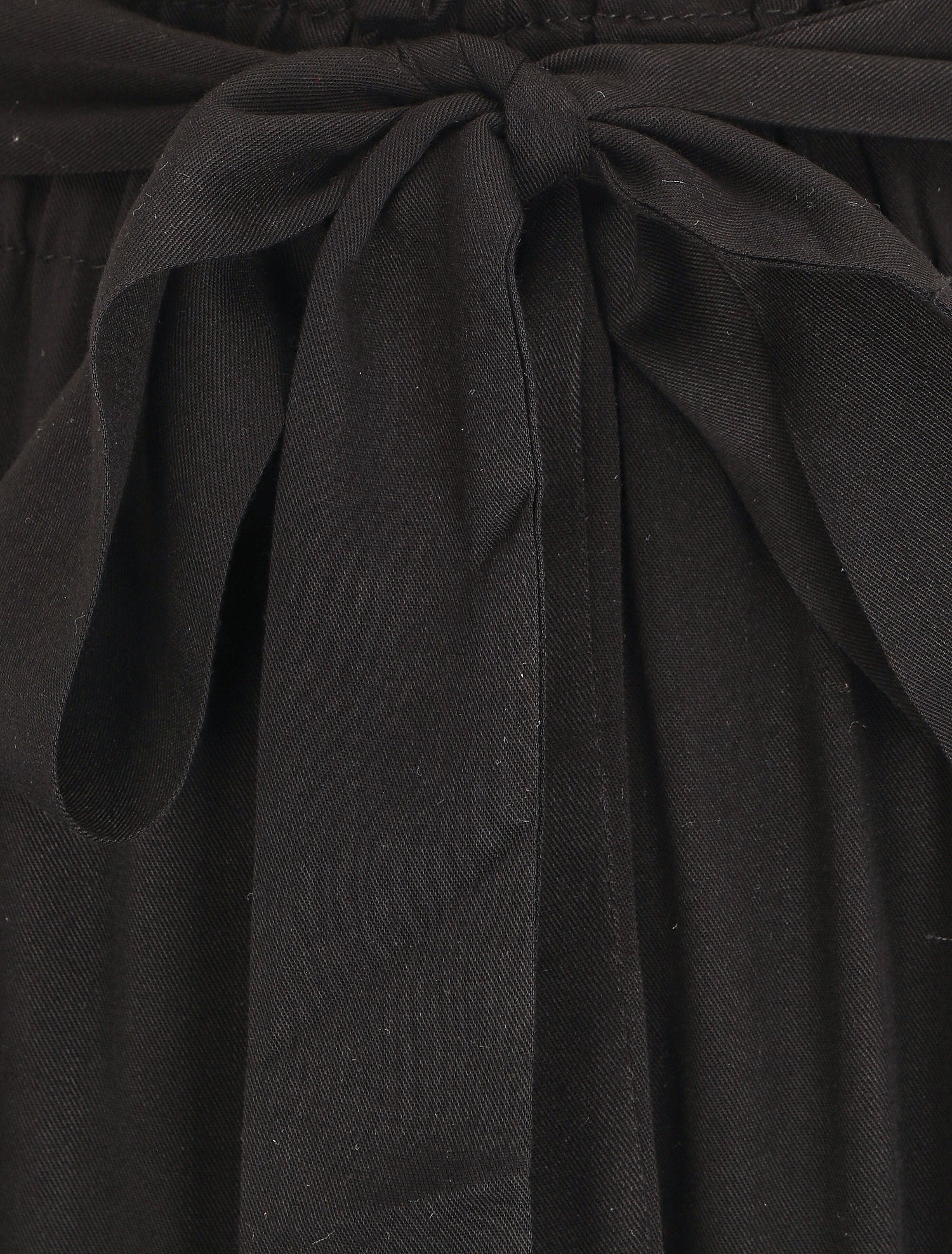 Pantalon droit uni taille haute élastiquée - Noir - 3