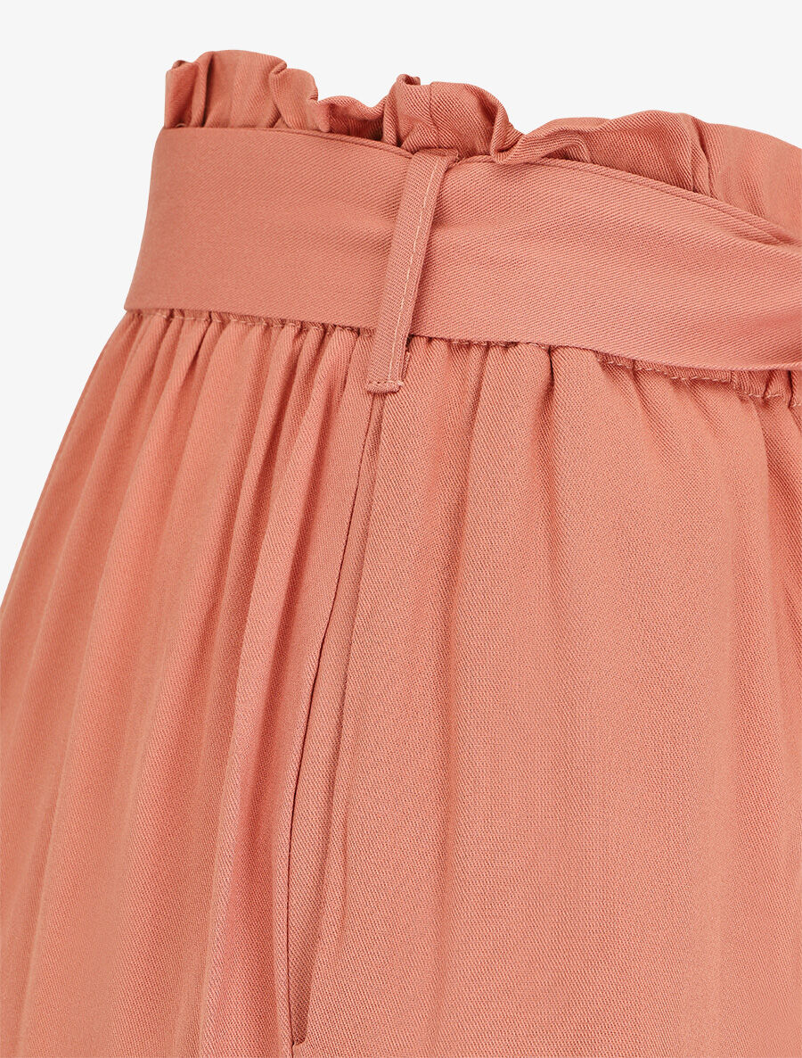 Pantalon droit uni taille haute élastiquée - Rose - 3