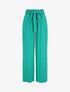 Pantalon droit uni taille haute élastiquée - Vert - 1