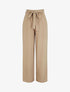Pantalon droit uni taille haute élastiquée - Beige - 1