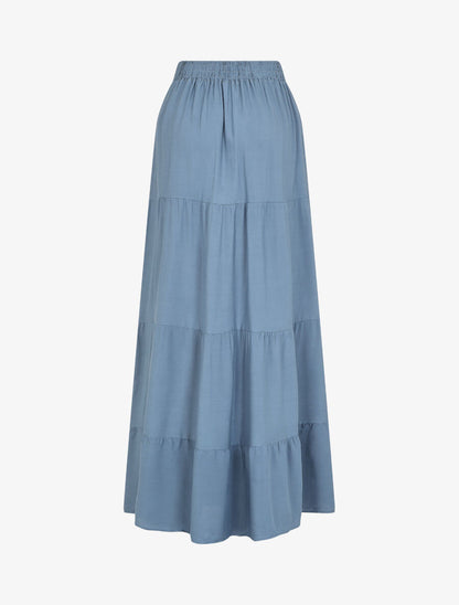 Jupe longue à taille élastiquée - Bleu - 2
