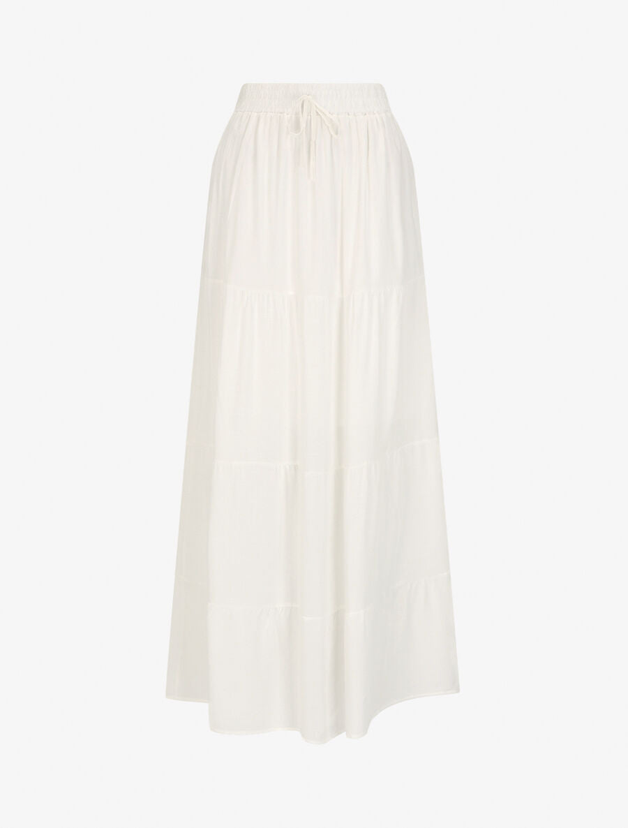 Jupe longue à taille élastiquée - Blanc - 4