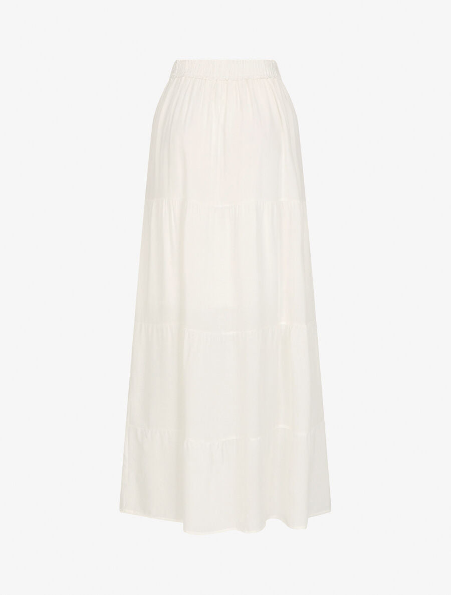 Jupe longue à taille élastiquée - Blanc - 2