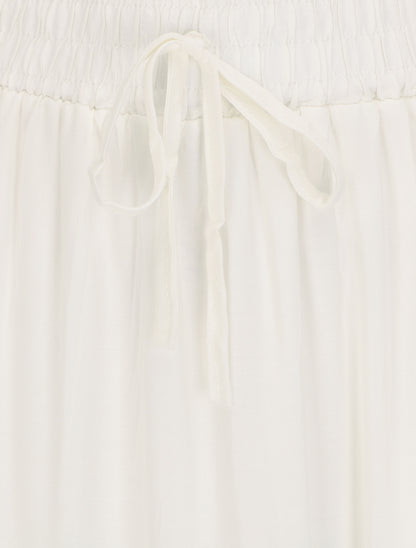 Jupe longue à taille élastiquée - Blanc - 3