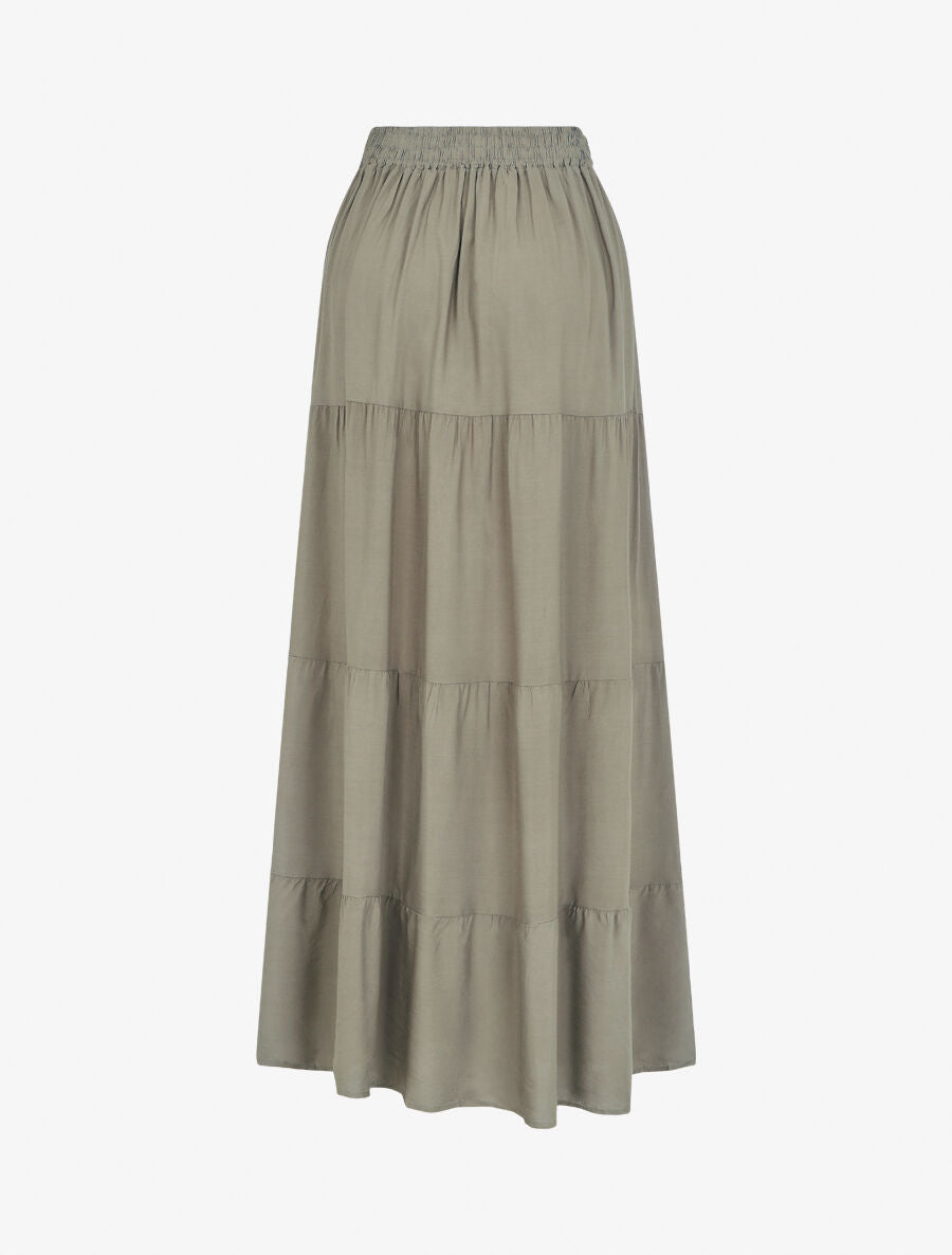 Jupe longue à taille élastiquée - Kaki - 2