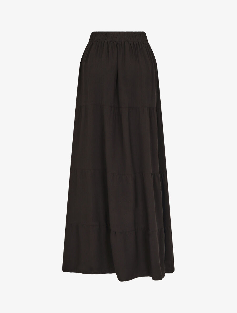 Jupe longue à taille élastiquée - Noir - 2