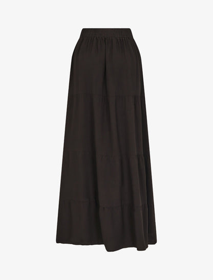 Jupe longue à taille élastiquée - Noir - 2
