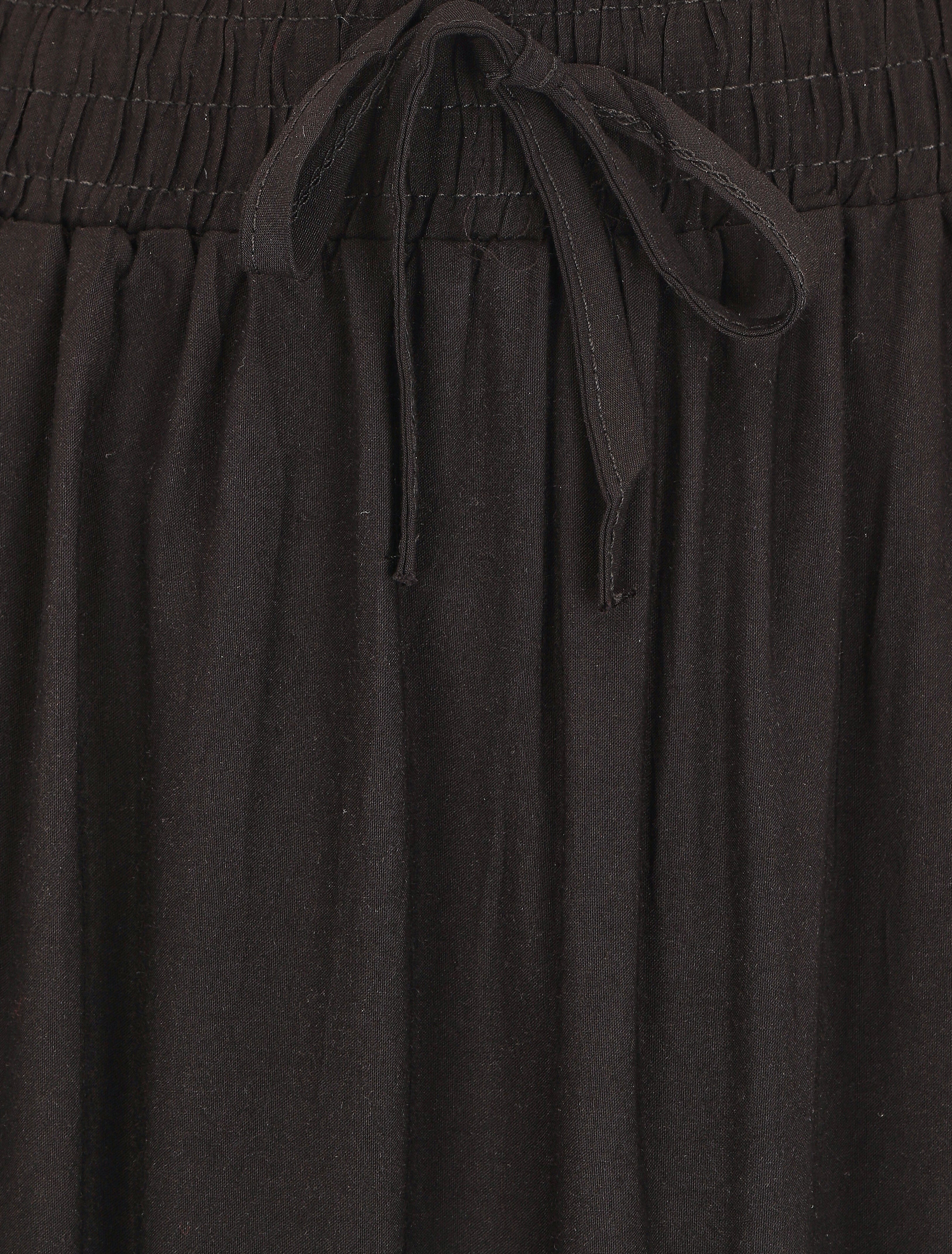 Jupe longue à taille élastiquée - Noir - 3