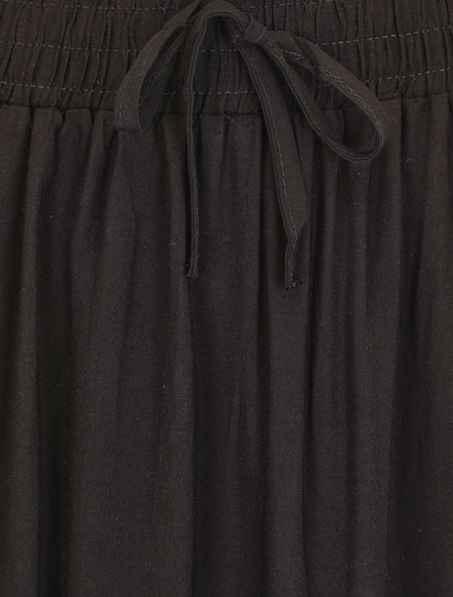 Jupe longue à taille élastiquée - Noir - 3