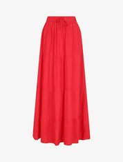 Jupe longue à taille élastiquée - Rouge - 4