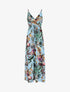 Robe longue élastiquée à imprimé fleurs tropical - Bleu - 5