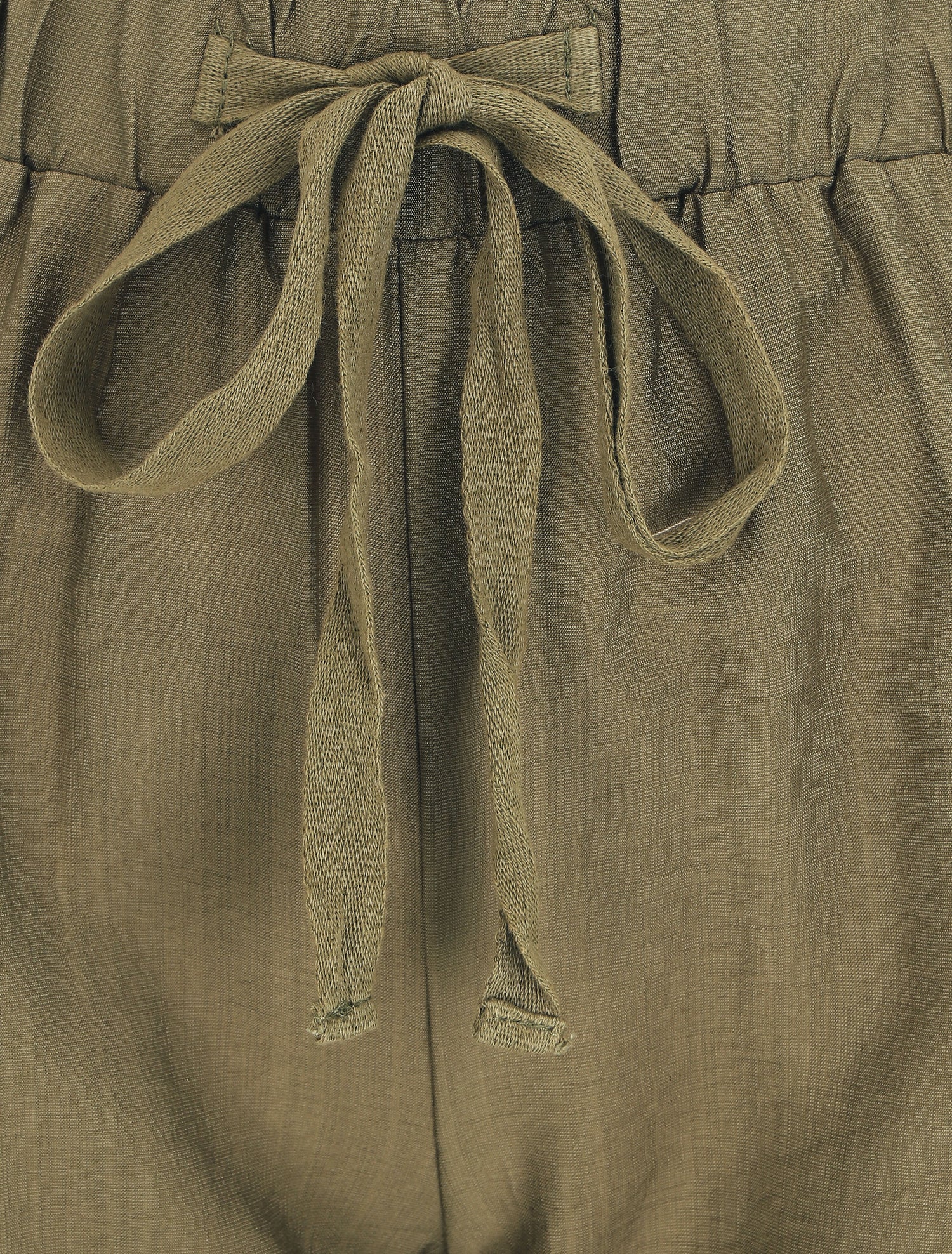 Pantalon droit fluide taille haute élastiquée - Kaki - 3