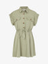 Robe chemise courte unie manches courtes - Kaki - 1