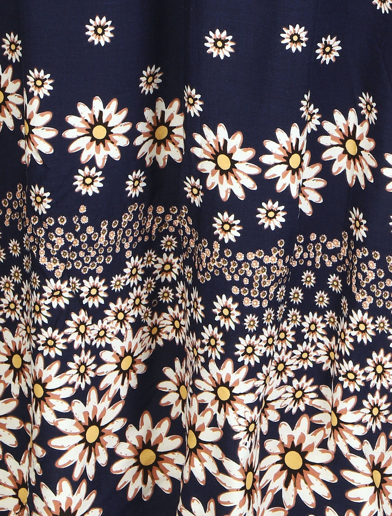 Robe longue bi-matière imprimé marguerites - Marine - 3