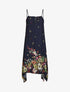 Robe imprimé floral à fines bretelles - Marine - 5