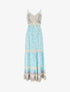 Robe longue fleuri à bretelles - Bleu - 5