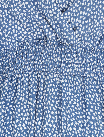 Robe longue à bretelles imprimé tulipe - Bleu - 4