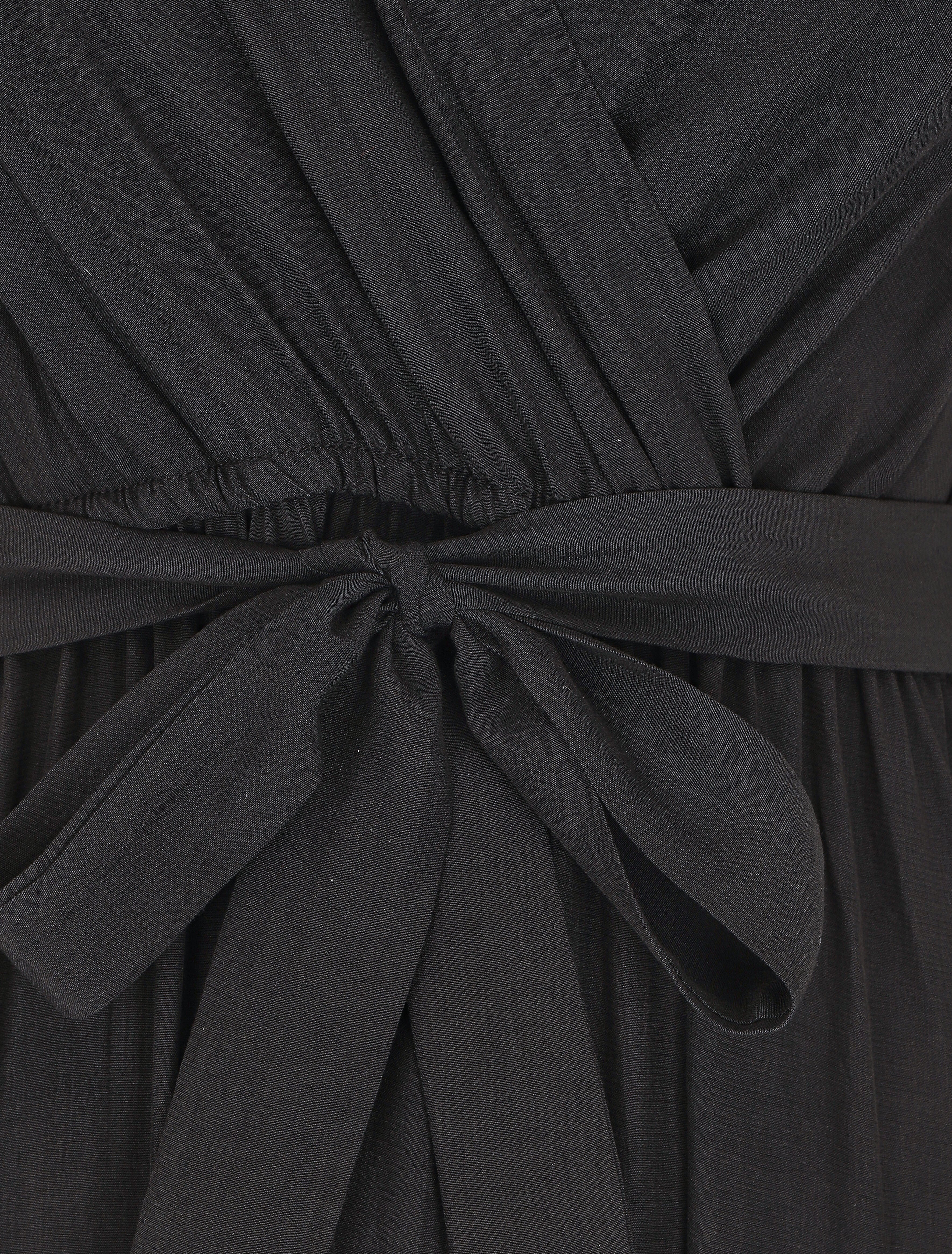 Robe longue unie manches courtes - Noir - 3
