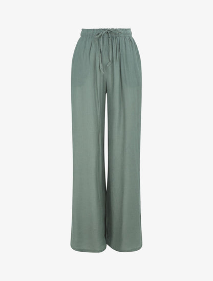 Pantalon droit et fluide uni - Vert - 1