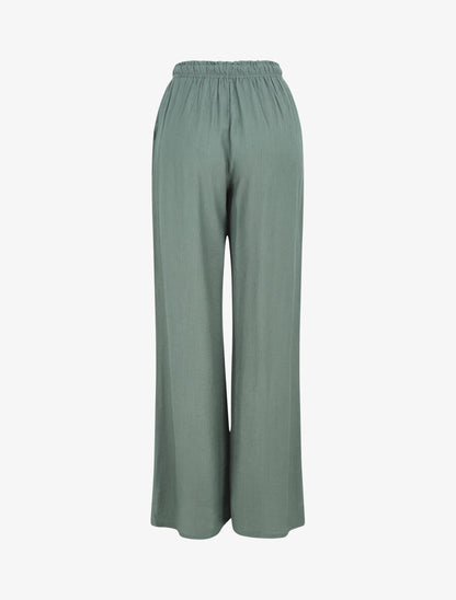 Pantalon droit et fluide uni - Vert - 2