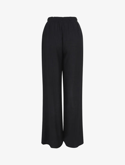 Pantalon droit et fluide uni - Noir - 2