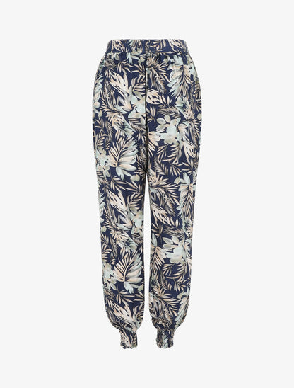 Pantalon style jogging imprimé végétal - Marine - 2