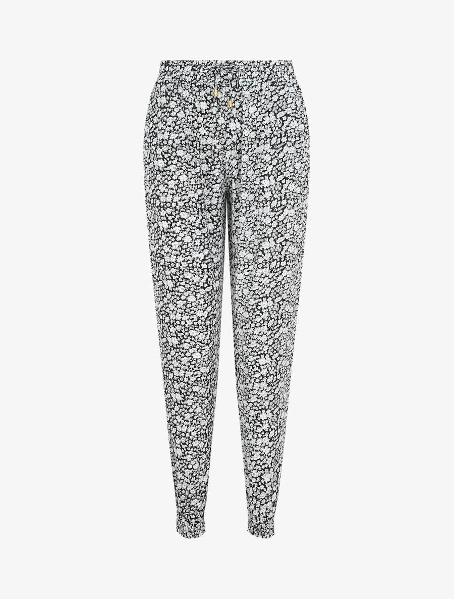 Pantalon style jogging imprimé floral - Marine - 1