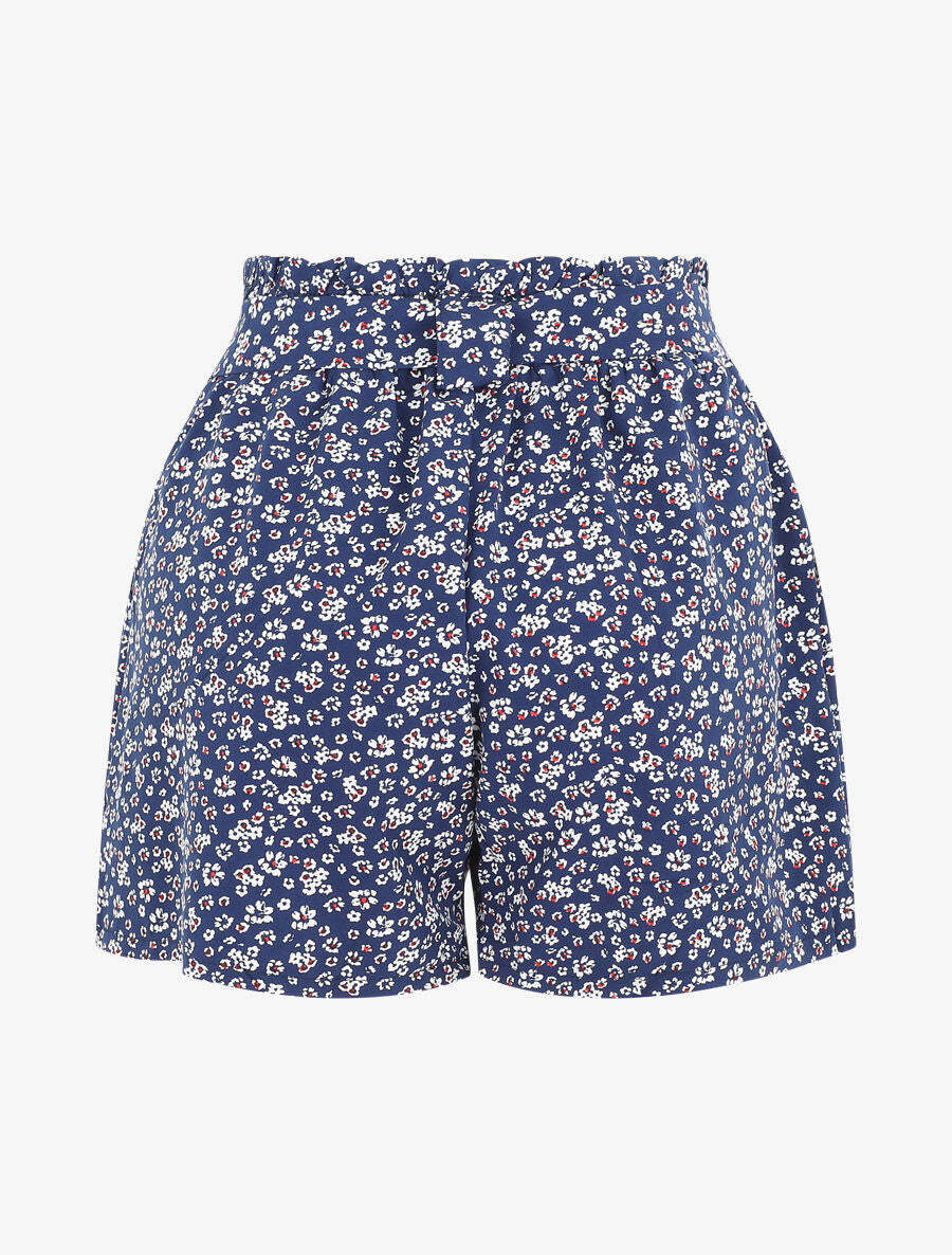 Short fleuri taille haute - Marine - 2