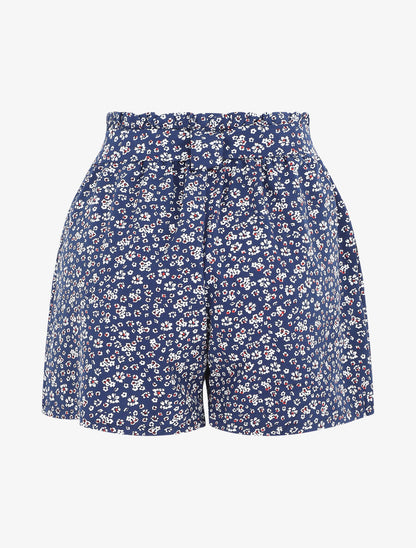 Short fleuri taille haute - Marine - 2