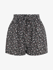 Short fleuri taille haute - Noir - 5
