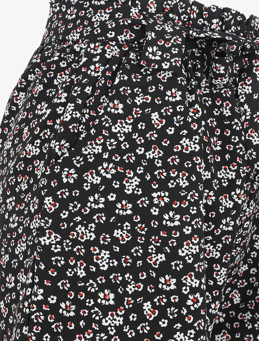 Short fleuri taille haute - Noir - 3