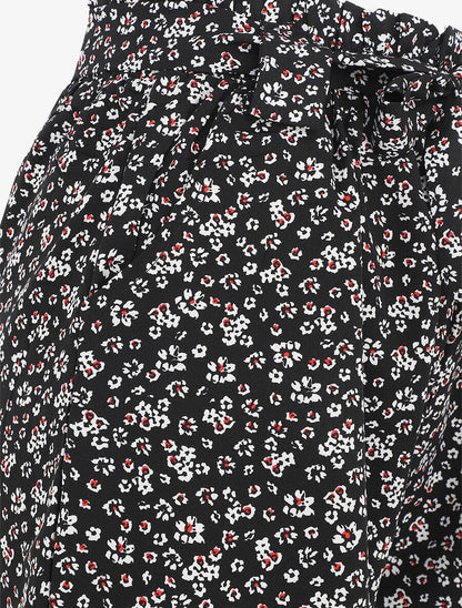 Short fleuri taille haute - Noir - 3
