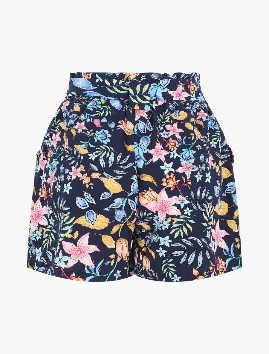 Short taille haute imprimé fleurs d&