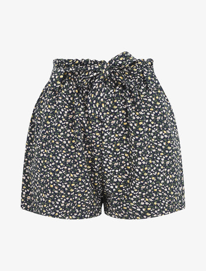 Short droit imprimé petites fleurs - Marine - 1