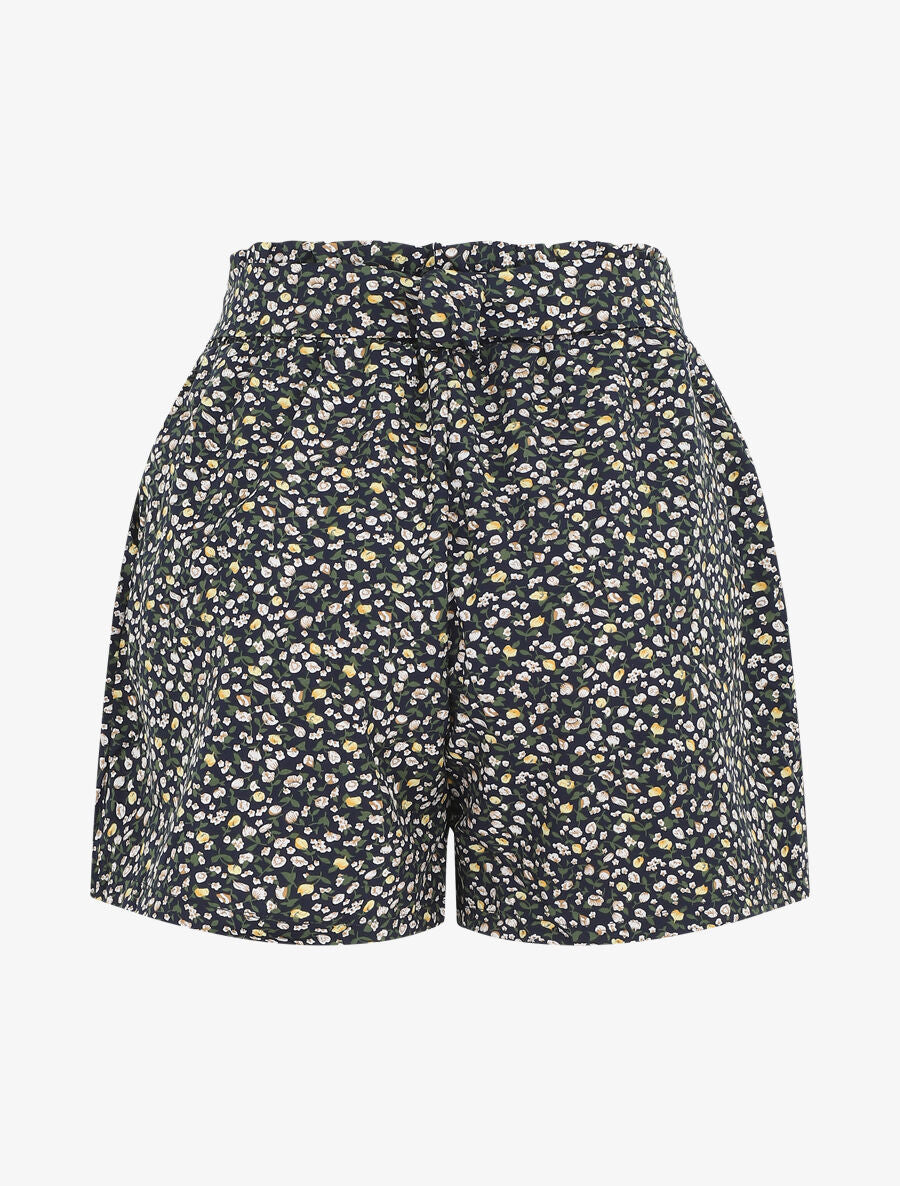 Short droit imprimé petites fleurs - Marine - 2