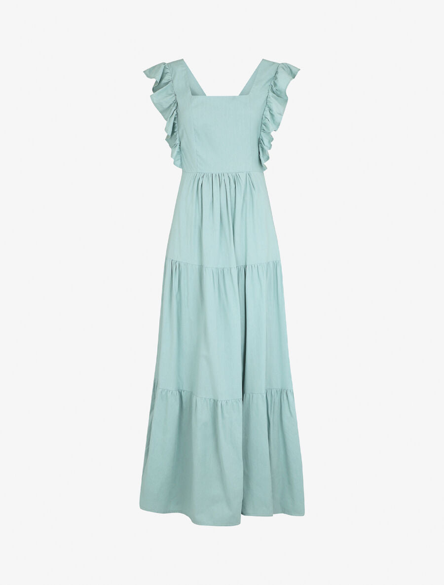 Robe longue dos nu à nouer - Vert d&