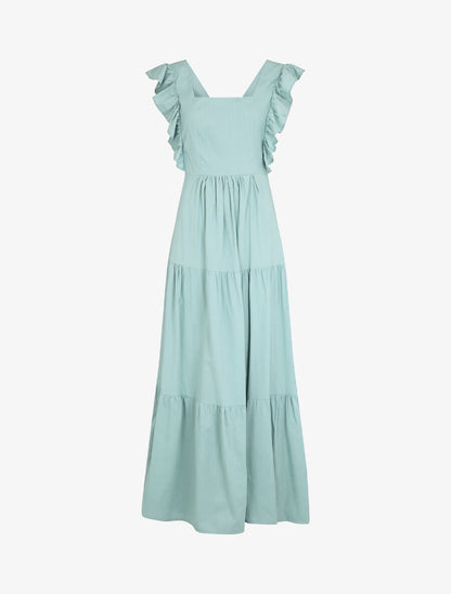 Robe longue dos nu à nouer - Vert d&
