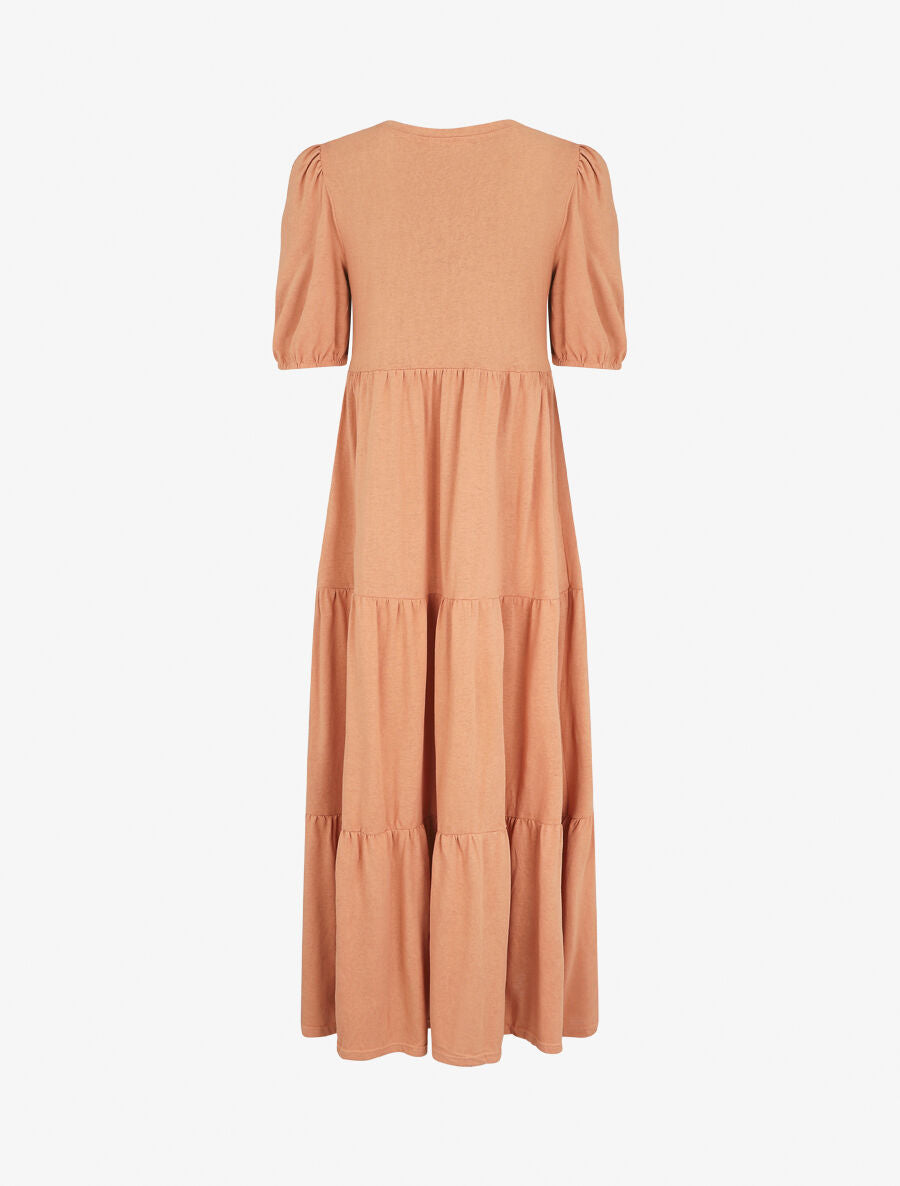 Robe longue à manches paysannes élastiquées - Orange - 2