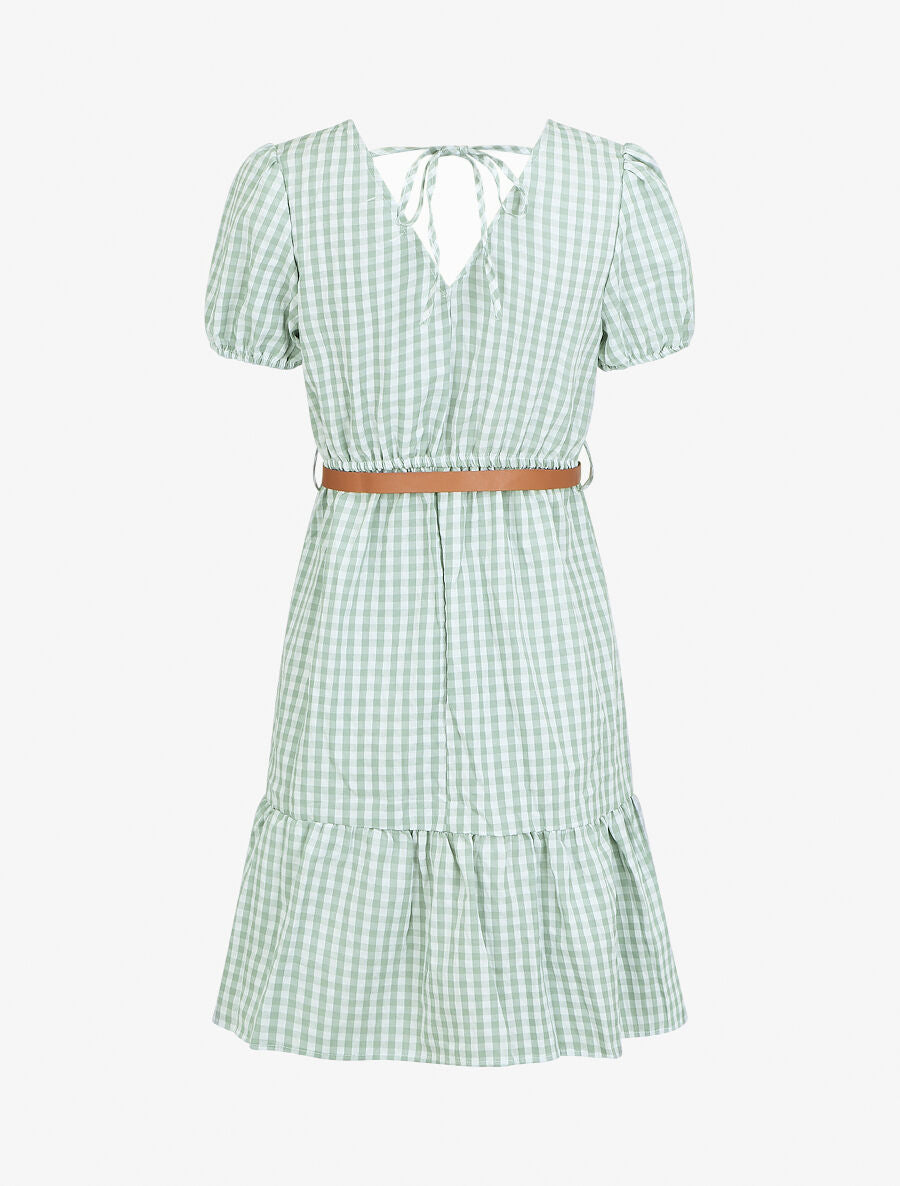 Robe mi-longue à carreaux - Vert d&