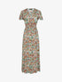 Robe longue manches courtes imprimé fantaisie - Marron/vert - 1