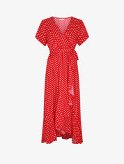 Robe longue à imprimé pois - Rouge - 1