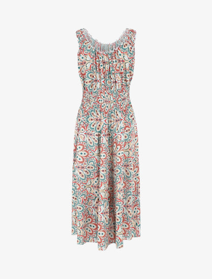 Robe longue sans manches imprimé cachemire - Rouge - 2