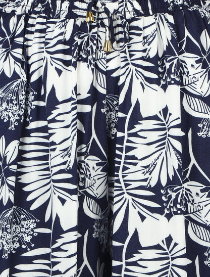 Short fluide imprimé feuilles - Marine - 3