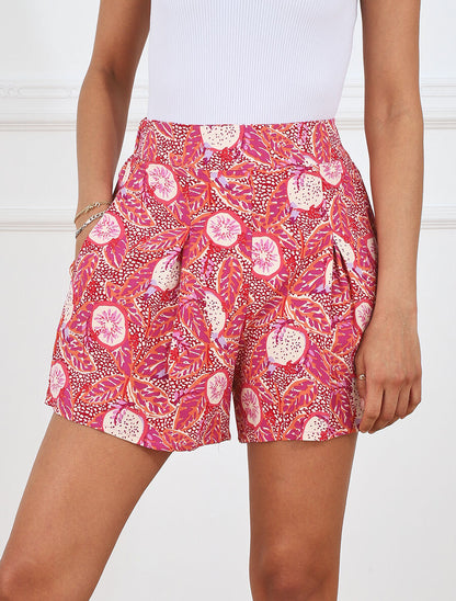 Short fluide à imprimé fantaisie - Rose - 4