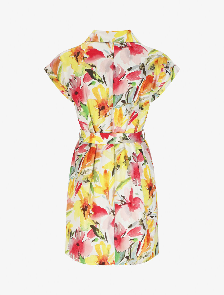 Robe courte droite imprimé floral - Blanc - 2