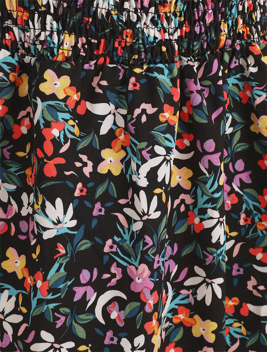 Robe courte imprimé fleuri - Noir - 4