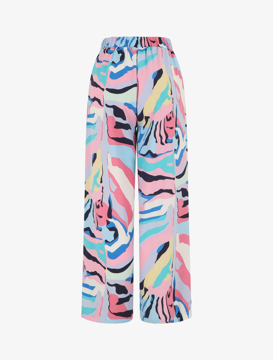 Pantalon fluide imprimé fantaisie - Lilas - 2