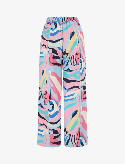Pantalon fluide imprimé fantaisie - Lilas - 2