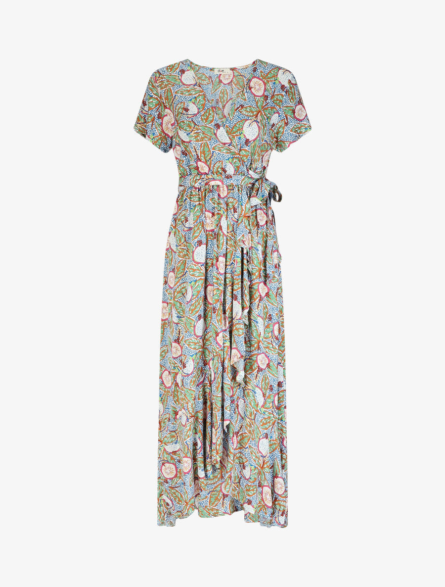 Robe longue imprimé fantaisie - Bleu - 1