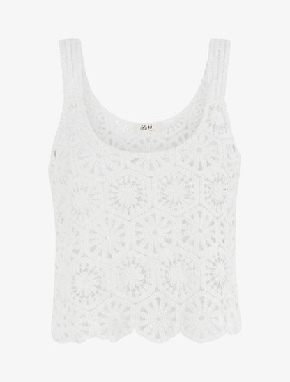 Crop top en crochet - Blanc - 1